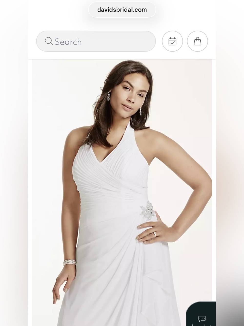 David's Bridal Diamond White Halter Neck Wedding Gown Size 18W Style 9WG 3260 - Picture 4 of 9